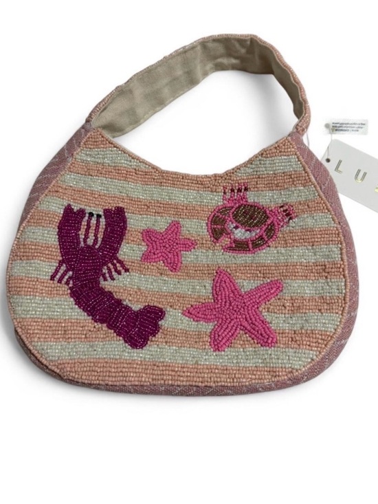 Lulu Handbags - LULU pink beaded bag with lobster and stars